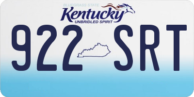 KY license plate 922SRT
