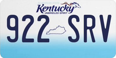 KY license plate 922SRV