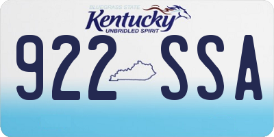 KY license plate 922SSA