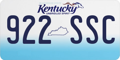 KY license plate 922SSC