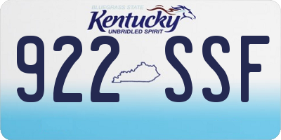 KY license plate 922SSF