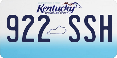KY license plate 922SSH