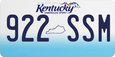 KY license plate 922SSM