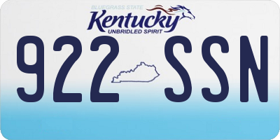 KY license plate 922SSN