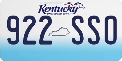 KY license plate 922SSO