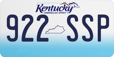 KY license plate 922SSP