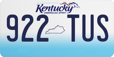 KY license plate 922TUS