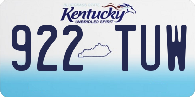 KY license plate 922TUW