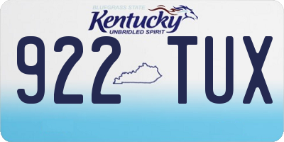 KY license plate 922TUX