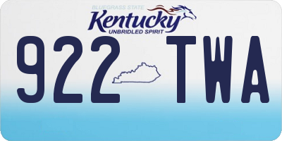 KY license plate 922TWA
