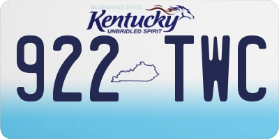 KY license plate 922TWC