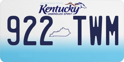KY license plate 922TWM