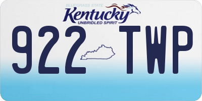 KY license plate 922TWP