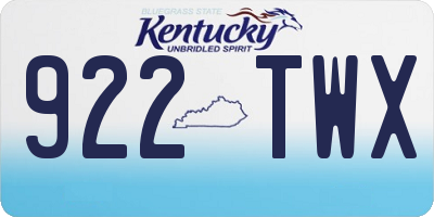 KY license plate 922TWX