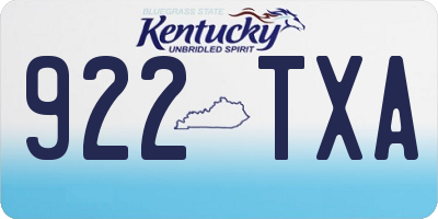 KY license plate 922TXA
