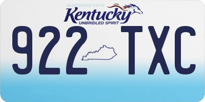 KY license plate 922TXC