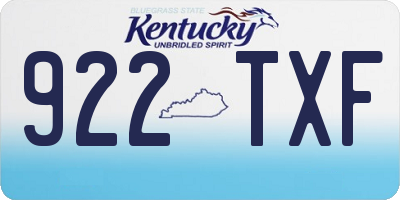 KY license plate 922TXF