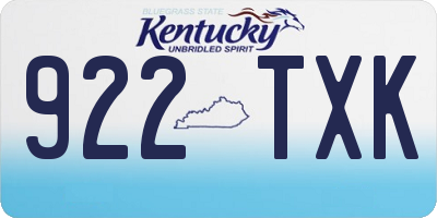 KY license plate 922TXK