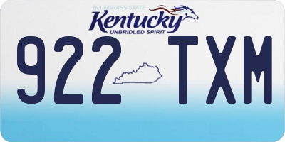 KY license plate 922TXM
