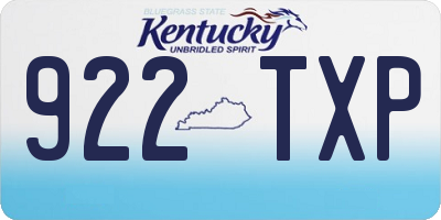 KY license plate 922TXP
