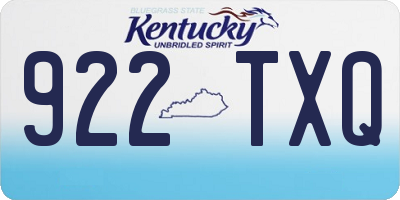 KY license plate 922TXQ