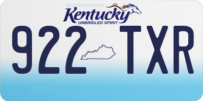 KY license plate 922TXR