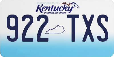 KY license plate 922TXS