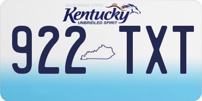 KY license plate 922TXT