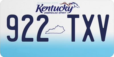 KY license plate 922TXV