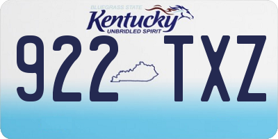 KY license plate 922TXZ