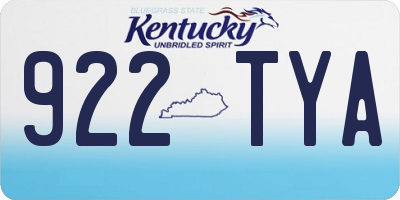 KY license plate 922TYA