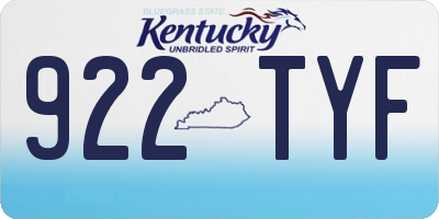 KY license plate 922TYF
