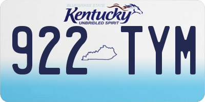 KY license plate 922TYM