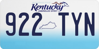 KY license plate 922TYN