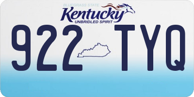 KY license plate 922TYQ
