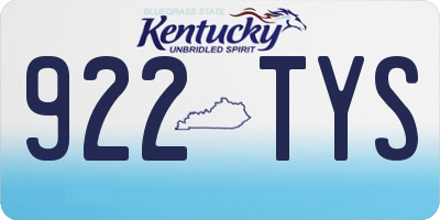 KY license plate 922TYS