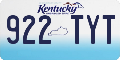 KY license plate 922TYT