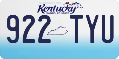 KY license plate 922TYU