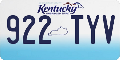 KY license plate 922TYV