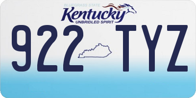 KY license plate 922TYZ