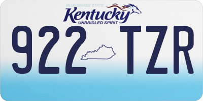 KY license plate 922TZR