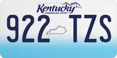 KY license plate 922TZS