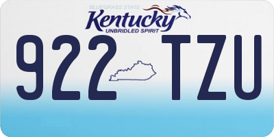 KY license plate 922TZU