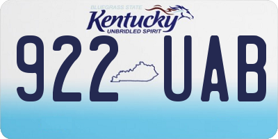 KY license plate 922UAB