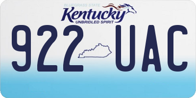 KY license plate 922UAC