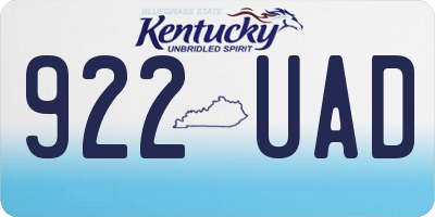KY license plate 922UAD