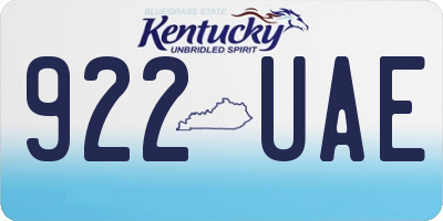 KY license plate 922UAE