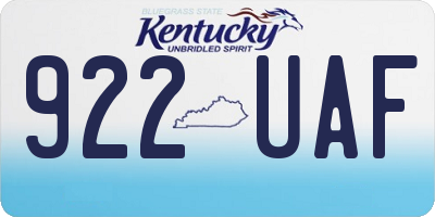 KY license plate 922UAF