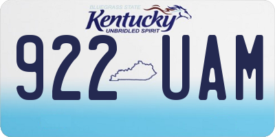 KY license plate 922UAM