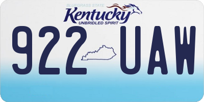 KY license plate 922UAW